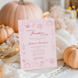 Invitación Pequeña Calabaza Rosa De Mano Dibujada Bebé Bebé D