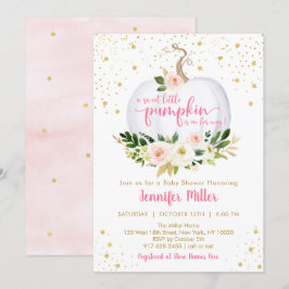 Invitación Pequeña Calabaza Rosa Floral Baby Shower