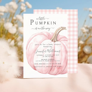 Invitación Pequeña Calabaza Rosa Simple Corta Bebé Bebé Ducha