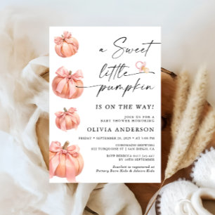 Invitación Pequeña calabaza rosada Chica Baby Shower