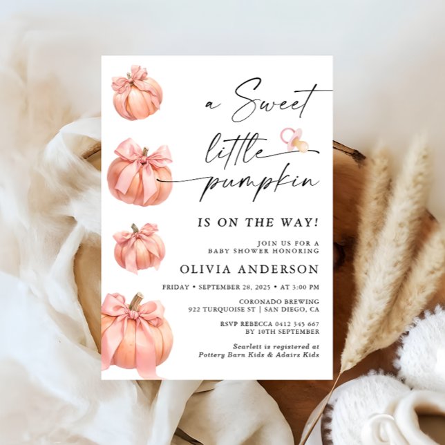 Invitación Pequeña calabaza rosada Chica Baby Shower (Subido por el creador)