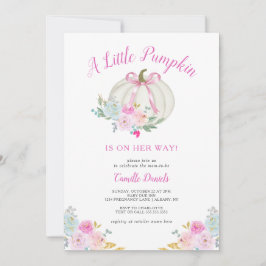 Invitación Pequeña calabaza rosada Chica Baby Shower