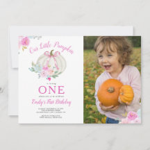 Pequeña calabaza rosada Chicas primer cumpleaños f