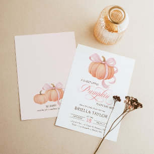 Invitación Pequeña Calabaza Rosada Elegante Baby Shower