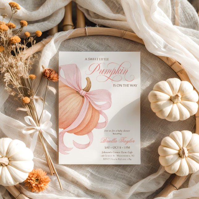 Invitación Pequeña Calabaza Rosada Elegante Baby Shower (Subido por el creador)