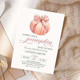 Invitación Pequeña calabaza rosada en el camino a Baby Shower