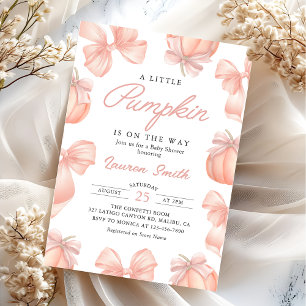 Invitación Pequeña calabaza rosada en el camino a Baby Shower