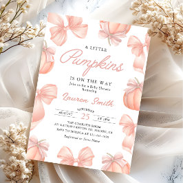 Invitación Pequeña calabaza rosada en el camino a Baby Shower