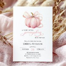 Pequeña calabaza rosada en el camino a Baby Shower