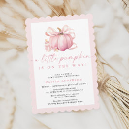 Invitación Pequeña calabaza rosada en el camino a Baby Shower