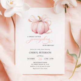 Invitación Pequeña calabaza rosada en el camino a Baby Shower