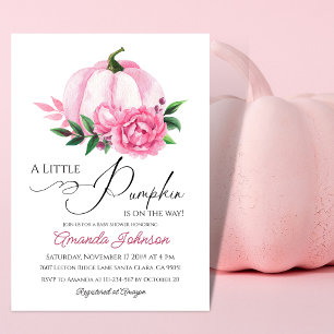 Invitación Pequeña calabaza Rubor Rosa Cae Rusa Baby Shower