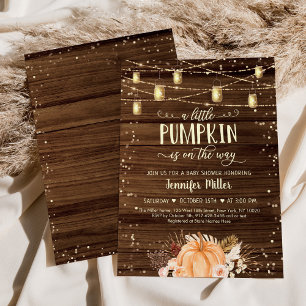 Invitación Pequeña calabaza Rustica de String ilumina Baby Sh