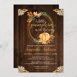 Invitación Pequeña Calabaza Rustica Madera Baby Shower Cae