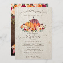 Pequeña Calabaza Rustica Madera Otoño Baby Shower