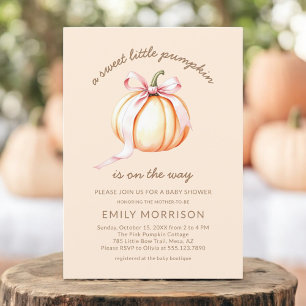 Invitación Pequeña calabaza suave rosada Baby Shower