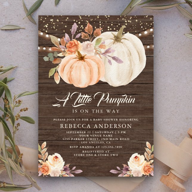 Invitación Pequeña Calabaza Tierra Floral Baby Shower (Subido por el creador)