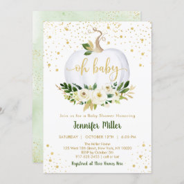 Invitación Pequeña calabaza verde oro Baby Shower