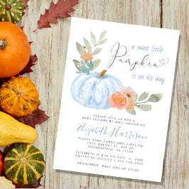 Invitación Pequeña Calabaza Watercolor Boy Baby Shower Por Co