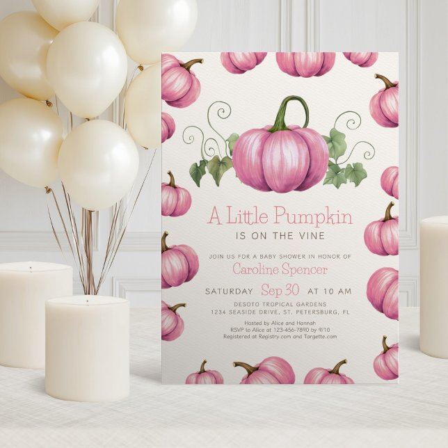 Invitación Pequeña Calabaza Whimsical Chica Baby Shower (Subido por el creador)