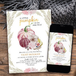 Invitación Pequeña calabaza y Baby Shower de gramaje de Pampa