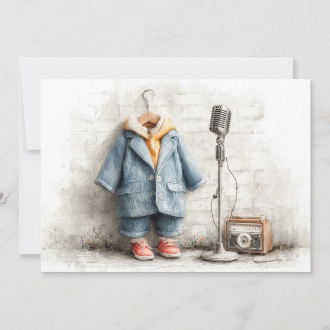 Invitación Pequeña cantante Fiesta de primer cumpleaños (Anverso)