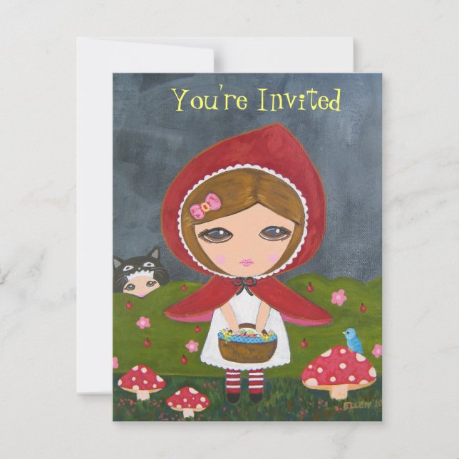 Invitación Pequeña capucha roja - Fiesta de historia de la ca (Anverso)