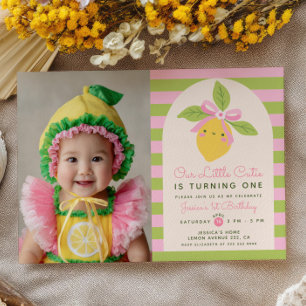 Invitación Pequeña Cariño Limón Fruta Cítrica Cumpleaños 1 Fo