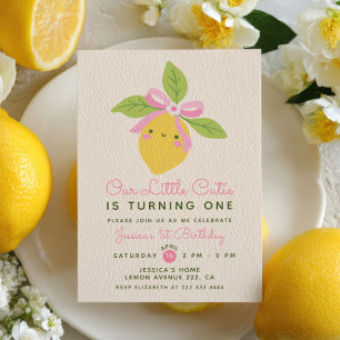 Invitación Pequeña Cariñosa Limón Fruta Cítrica Linda Cumplea