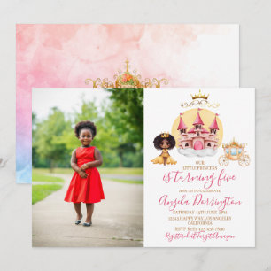 Invitación pequeña celebración real princesa 5 acuarela