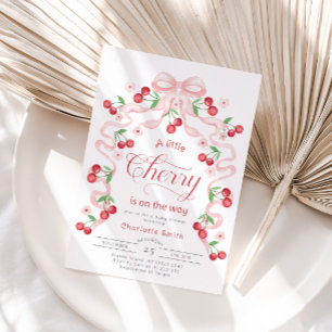 Invitación Pequeña cereza Chica arco rosa Ducha bebé