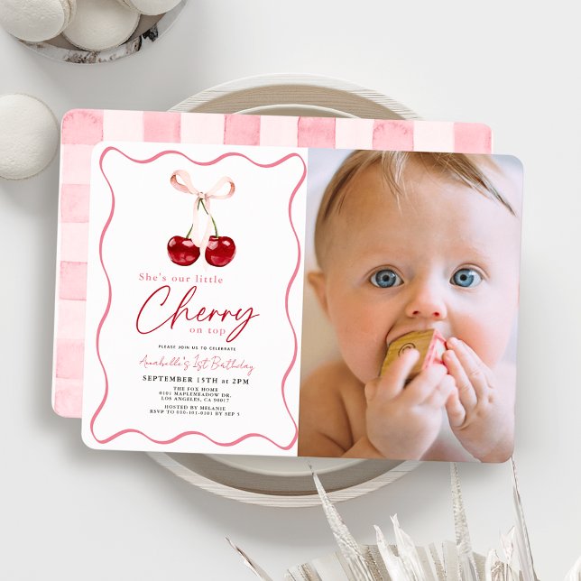 Invitación Pequeña cereza en la foto de la cinta principal pr (Subido por el creador)