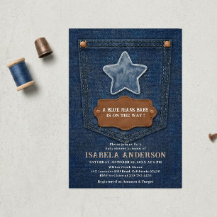 Invitación Pequeña Chaqueta Vaquera Azul Está En Camino, Show
