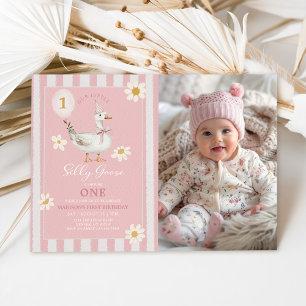 Invitación Pequeña Chica de Daisy de Silly Goose Primer cumpl