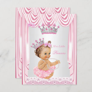 Invitación Pequeña Chica de Princesa Baby Shower Brunette ros