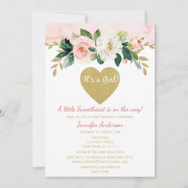 Invitación Pequeña Chica de San Valentín Rosa Baby Shower