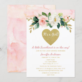 Invitación Pequeña Chica de San Valentín Rosa Baby Shower