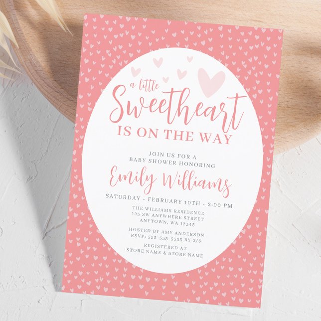 Invitación Pequeña Chica de San Valentín rosa de amor Baby Sh (Subido por el creador)