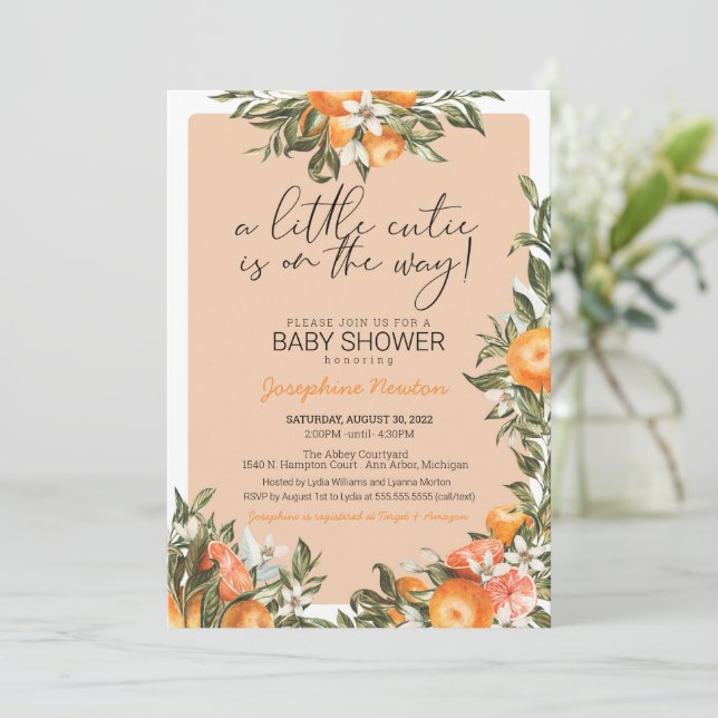 Invitación Pequeña corbata en el camino del Naranja Citrus Ba (Anverso de pie)