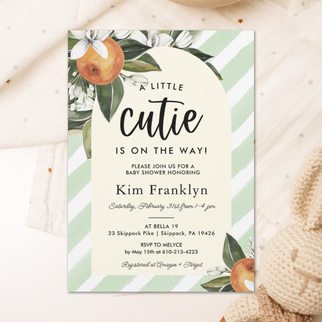 Invitación Pequeña corbata está en camino Naranja Baby Shower (Subido por el creador)