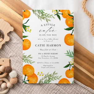 Invitación Pequeña corbata naranja en camino a Baby Shower