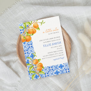 Invitación Pequeña Cuidad   Baby Shower de cítricos mediterrá