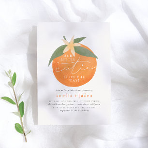Invitación Pequeña Cuidad Baby Shower de la pareja Naranja