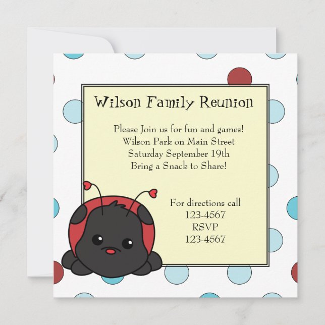Invitación Pequeña Cuidad De Bichos De Ladybug (Anverso)