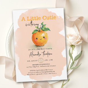 Invitación Pequeña Cumpleañera Floral de Naranja Floral Rosa 