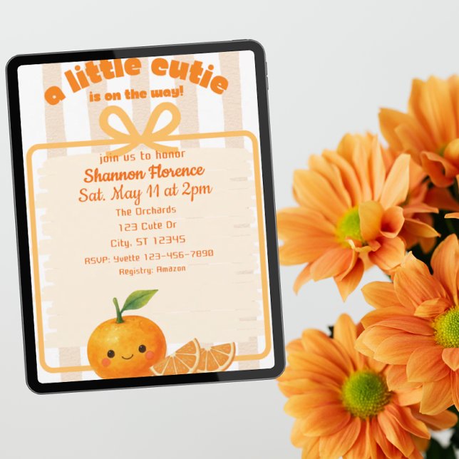 Invitación Pequeña Cuti, naranja, ducha de bebé de clementina (Subido por el creador)