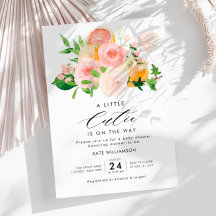 pequeña cutie acuarela cítrico bebé ducha