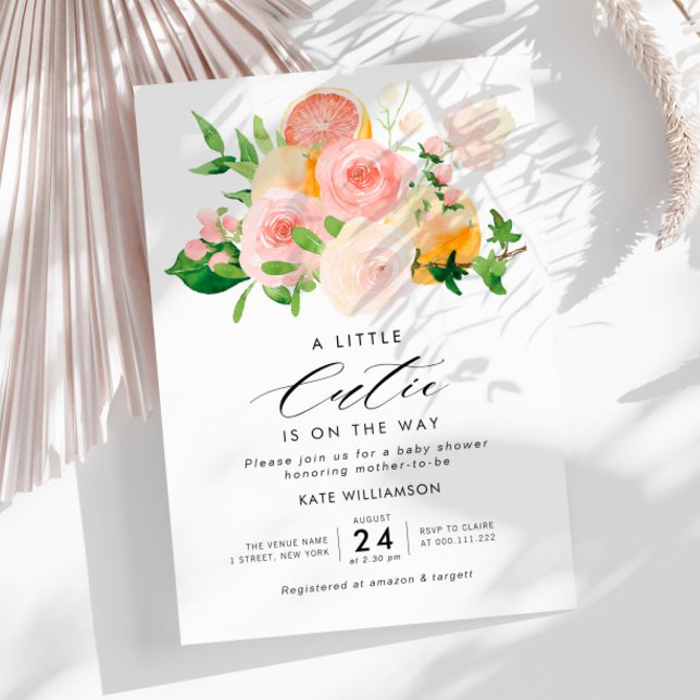 Invitación pequeña cutie acuarela cítrico bebé ducha (Subido por el creador)