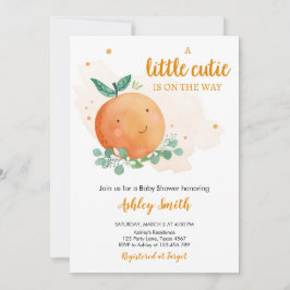 Invitación Pequeña Cutie Baby Shower Green Gender Neutral I