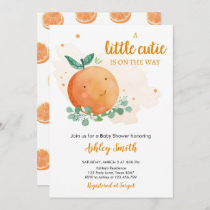 Invitación Pequeña Cutie Baby Shower Green Gender Neutral I